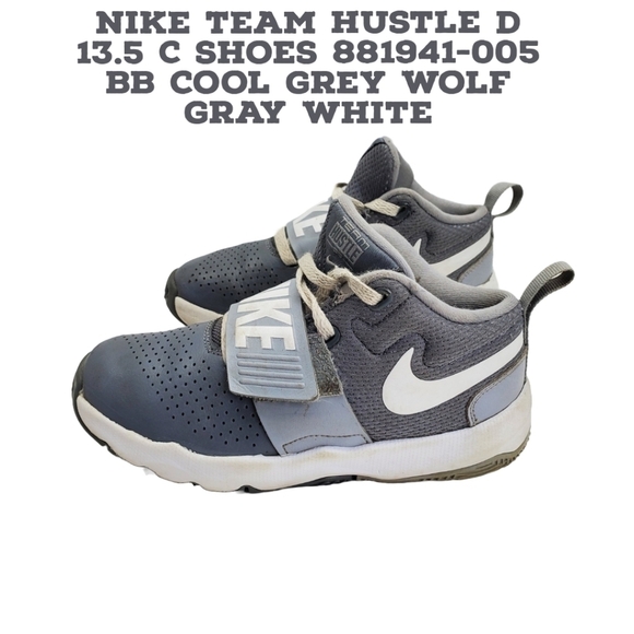 Nike Shoes 13.5 C Team Hustle D 881941-005 BB Cool Grey Wolf Gray White - Picture 1 of 12
